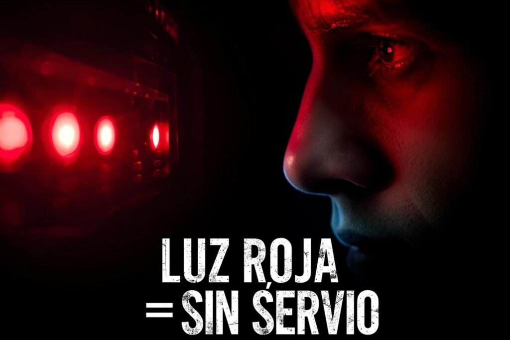 Reportar Fallas de Totalplay cundo la luz "LOS" brillando en rojo en el módem, iluminando el rostro de un usuario con preocupación.